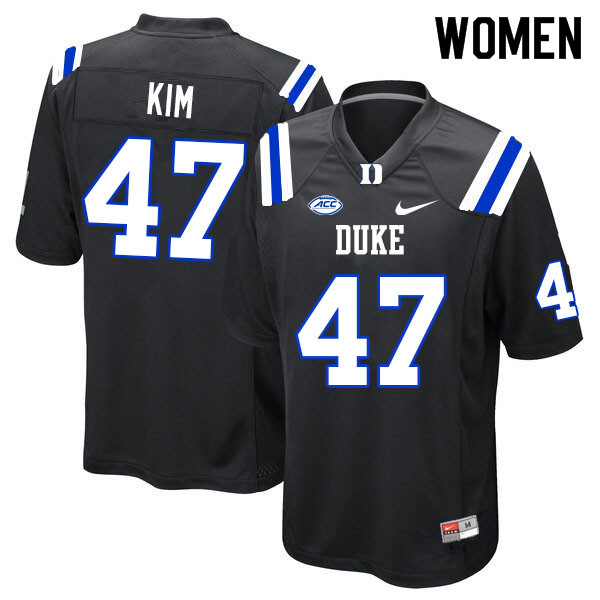 Women #47 Calvin Kim Duke Blue Devils College Football Jerseys Sale-Black - Click Image to Close